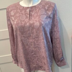 Ann Taylor Factory Mauve Floral Long sleeve Blouse